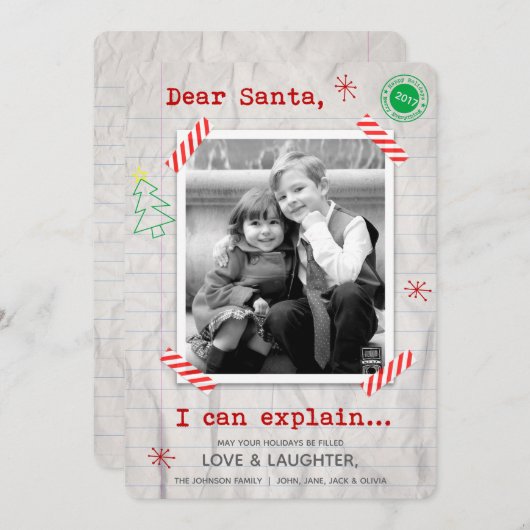 Lieve Kerstman, ik kan het uitleggen... Feestdagenkaart (Voorkant / Achterkant)