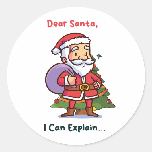 Lieve Kerstman, ik kan het uitleggen - Grappige ke Ronde Sticker (Voorkant)