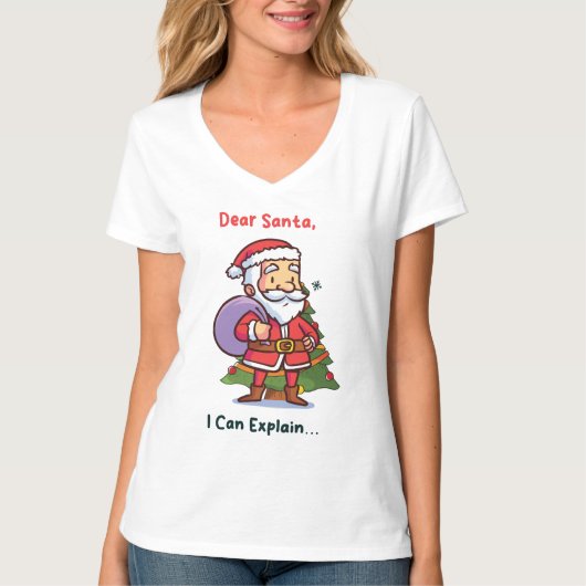 Lieve Kerstman, ik kan het uitleggen - Grappige ke T-shirt (Voorkant)