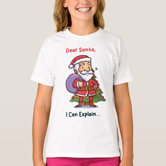 Lieve Kerstman, ik kan het uitleggen - Grappige ke T-shirt (Voorkant)