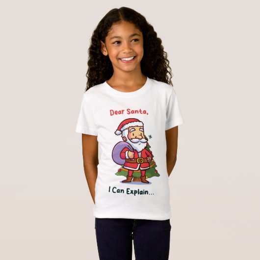Lieve Kerstman, ik kan het uitleggen - Grappige ke T-shirt (Voorkant volledig)