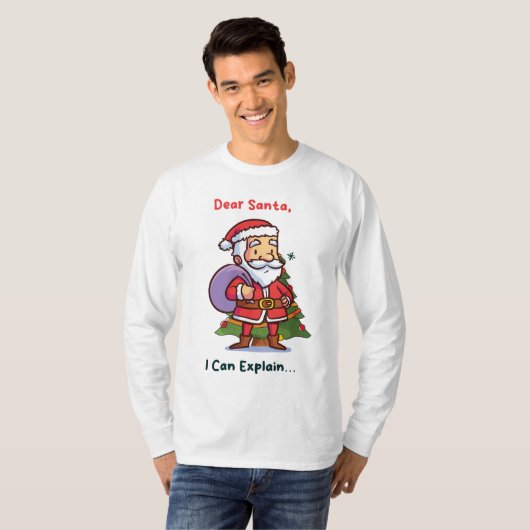 Lieve Kerstman, ik kan het uitleggen - Grappige ke T-shirt (Voorkant volledig)