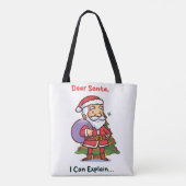 Lieve Kerstman, ik kan het uitleggen - Grappige ke Tote Bag (Achterkant)
