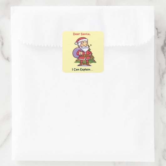 Lieve Kerstman, ik kan het uitleggen - Grappige ke Vierkante Sticker (Tas)