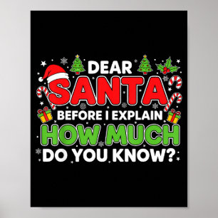 Lieve Kerstman, ik kan het uitleggen Grappige Kers Poster