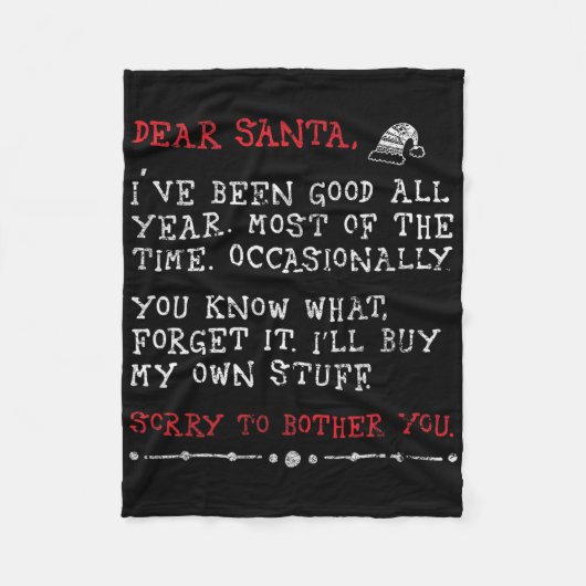 Lieve Kerstman, ik koop mijn eigen spullen brief a Fleece Deken (Voorkant)