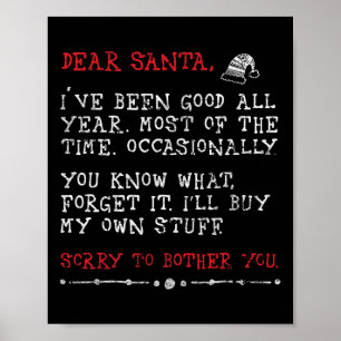 Lieve Kerstman, ik koop mijn eigen spullen brief a Poster