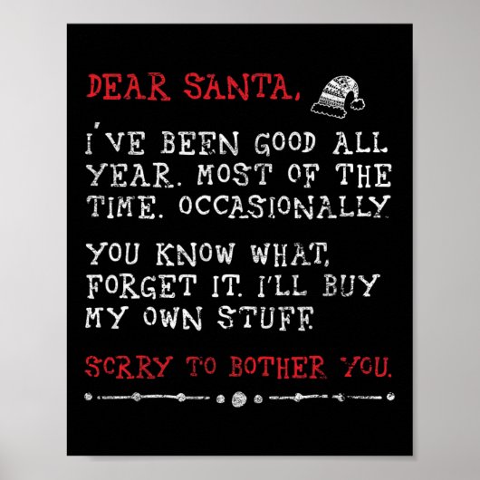 Lieve Kerstman, ik koop mijn eigen spullen brief a Poster (Voorkant)