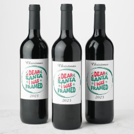 Lieve kerstman Ik werd groen en rood ingelijst Wijn Etiket