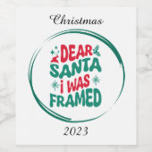 Lieve kerstman Ik werd groen en rood ingelijst Wijn Etiket (Enkel label)