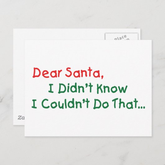 Lieve kerstman, ik wist niet dat ik dat niet kon d feestdagenkaart (Voorkant / Achterkant)
