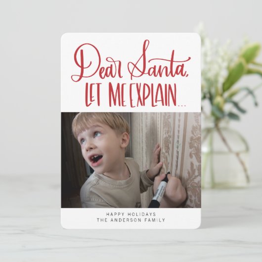 Lieve kerstman, ik zal het uitleggen feestdagenkaart (Staand voorkant)