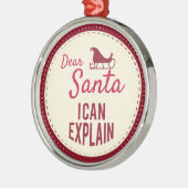 Lieve kerstman kan ik uitleggen, Funny Christmas G Metalen Ornament (Links)