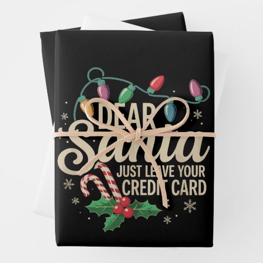 Lieve kerstman, laat gewoon je credit Kaart kerst  Inpakpapier Vel (In situ)