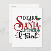 Lieve Kerstman, laten we doen alsof ik het geprobe Uitnodiging Briefkaart (Voorkant / Achterkant)