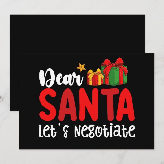 Lieve Kerstman Laten we onderhandelen Familie Kers Kaart (Voorkant / Achterkant)