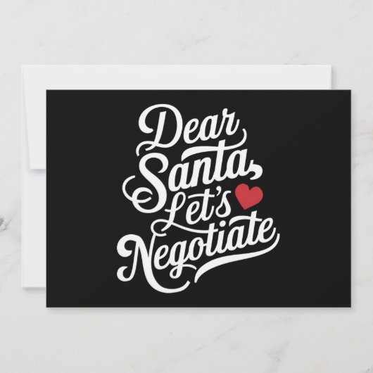 Lieve Kerstman Laten we onderhandelen Grappig Kers Feestdagenkaart (Voorkant)
