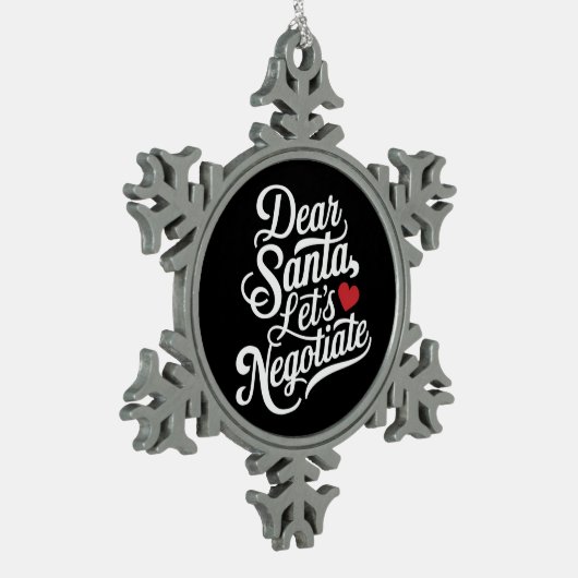 Lieve Kerstman Laten we onderhandelen Grappig kers Tin Sneeuwvlok Ornament (Links)