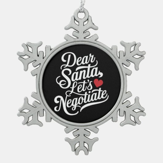 Lieve Kerstman Laten we onderhandelen Grappig kers Tin Sneeuwvlok Ornament (Voorkant)