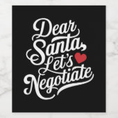 Lieve Kerstman Laten we onderhandelen Grappig kers Wijn Etiket (Enkel label)