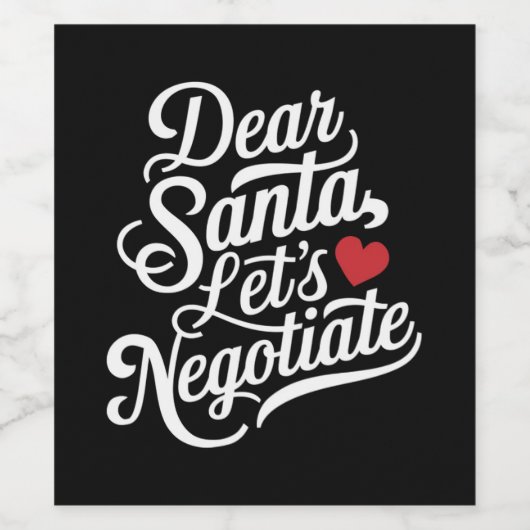 Lieve Kerstman Laten we onderhandelen Grappig kers Wijn Etiket (Enkel label)