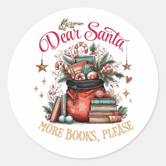 Lieve Kerstman, Meer Boeken Alsjeblieft Ronde Sticker (Voorkant)