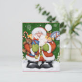 Lieve Kerstman Met Kerst Speelgoed Feestdagenkaart (Staand voorkant)