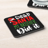 Lieve kerstman mijn broer deed het familie kerst bier onderzetter (Linkerzijde)