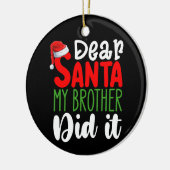 Lieve kerstman mijn broer deed het familie kerst keramisch ornament (Links)