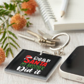 Lieve kerstman mijn broer deed het familie kerst sleutelhanger (Voorkant Rechts)