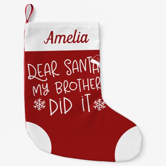 Lieve Kerstman, mijn broer deed het grappige brief Kleine Kerstsok (Voorkant)
