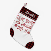 Lieve Kerstman, mijn broer deed het grappige brief Kleine Kerstsok (Voorkant (Hangend))