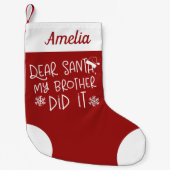 Lieve Kerstman, mijn broer deed het grappige brief Kleine Kerstsok (Voorkant)