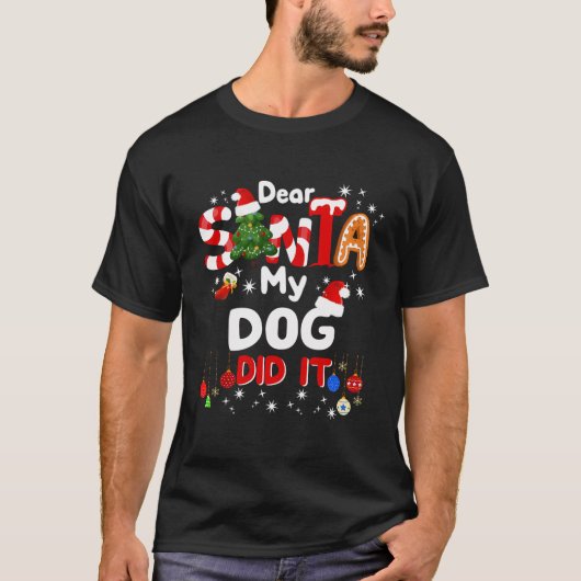 Lieve kerstman mijn hond deed het grappige kerstca t-shirt (Voorkant)