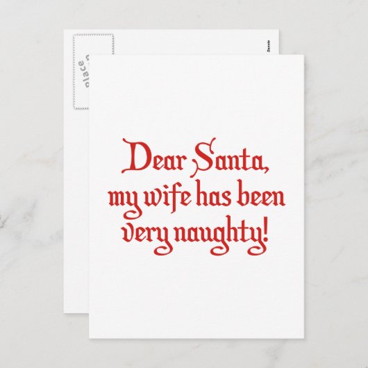 Lieve kerstman, mijn vrouw is heel eng geweest. feestdagenkaart (Voorkant / Achterkant)