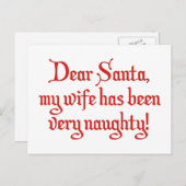 Lieve kerstman, mijn vrouw is heel eng geweest. feestdagenkaart (Voorkant / Achterkant)