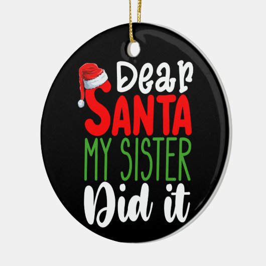 Lieve kerstman mijn zus deed het familie kerstvaka keramisch ornament (Links)