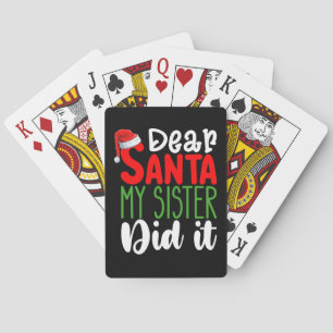 Lieve kerstman mijn zus deed het familie kerstvaka pokerkaarten