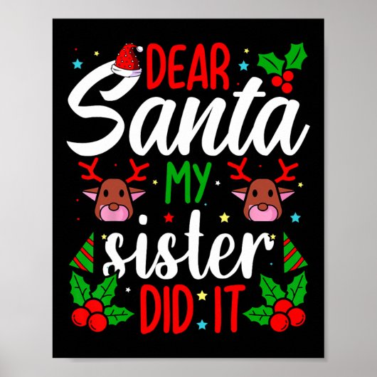 Lieve kerstman mijn zus deed het meisjes Kinder jo Poster (Voorkant)