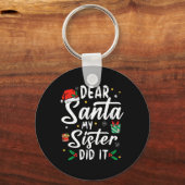 Lieve kerstman mijn zus deed het meisjes Kinder jo Sleutelhanger (Voorkant)