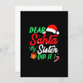 Lieve kerstman, mijn zuster heeft het gedaan grapp kaart (Voorkant / Achterkant)