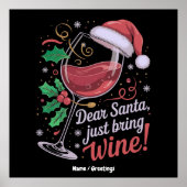 Lieve Kerstman, neem alsjeblieft wijn mee, grappig Poster (Voorkant)
