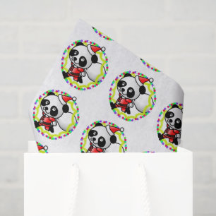 Lieve Kerstman Pandabeer met Zak Vol Speelgoed Tissuepapier