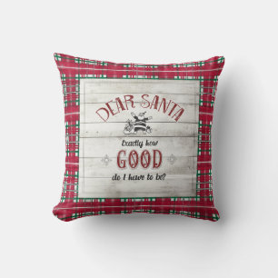 Lieve kerstman precies hoe goed   Kerst Rood Plaid Kussen