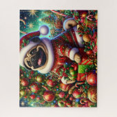 Lieve Kerstman Pugs hond Legpuzzel (Verticaal)