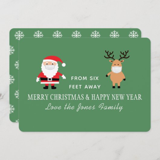 Lieve Kerstman & Rendier Masker Kerstmis Feestdagenkaart (Voorkant / Achterkant)