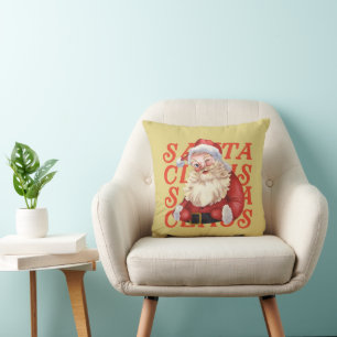 Lieve Kerstman Retro Rood en Mosterd Kussen
