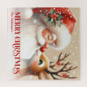 Lieve Kerstman Rudolph Gepersonaliseerde Kerstpuzz Legpuzzel (Horizontaal)