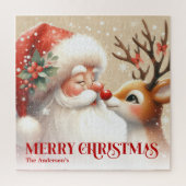 Lieve Kerstman Rudolph Gepersonaliseerde Kerstpuzz Legpuzzel (Verticaal)