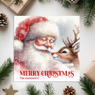 Lieve Kerstman Rudolph Gepersonaliseerde Kerstpuzz Legpuzzel